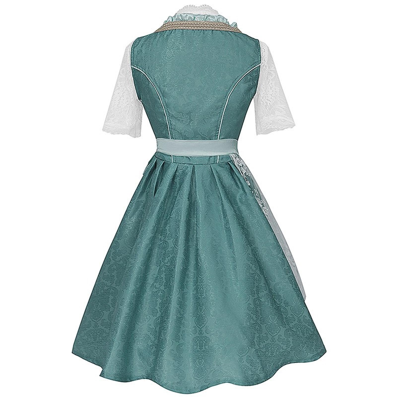 Dirndl Damen Trachtenkleid Midi 3 Teilig Oktoberfest Outfit Spitze Dirndlkleid Elegante Trachtenmode Trachtenrock Bayerisches Dirndl-Komplettsets Biermädchen Kleid Karneval kostüm Halloween
