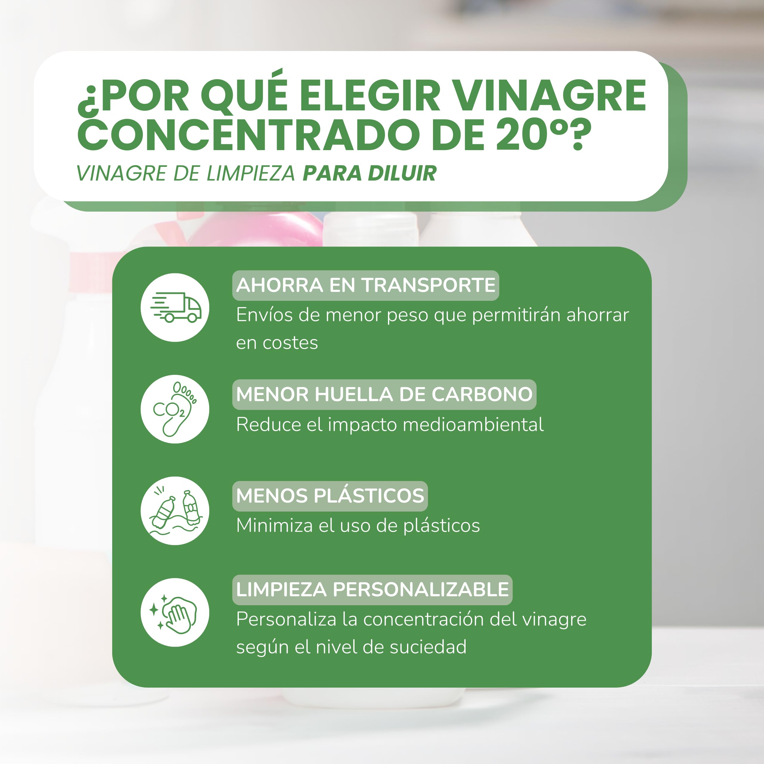 Bioky Vinagre Blanco Destilado 20º - Incluye Botella Pulverizadora - Súper Concentrado - Limpieza Multiusos - Fórmula Económica y Ecológica (5L)