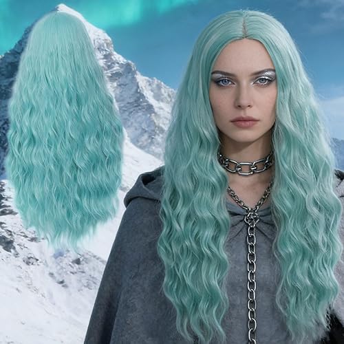 Miniatura 17 de Peluca de cabello largo ondulado para mujer, de 27 pulgadas, de color morado pastel, peluca sintética resistente al calor, para mujeres y niñas