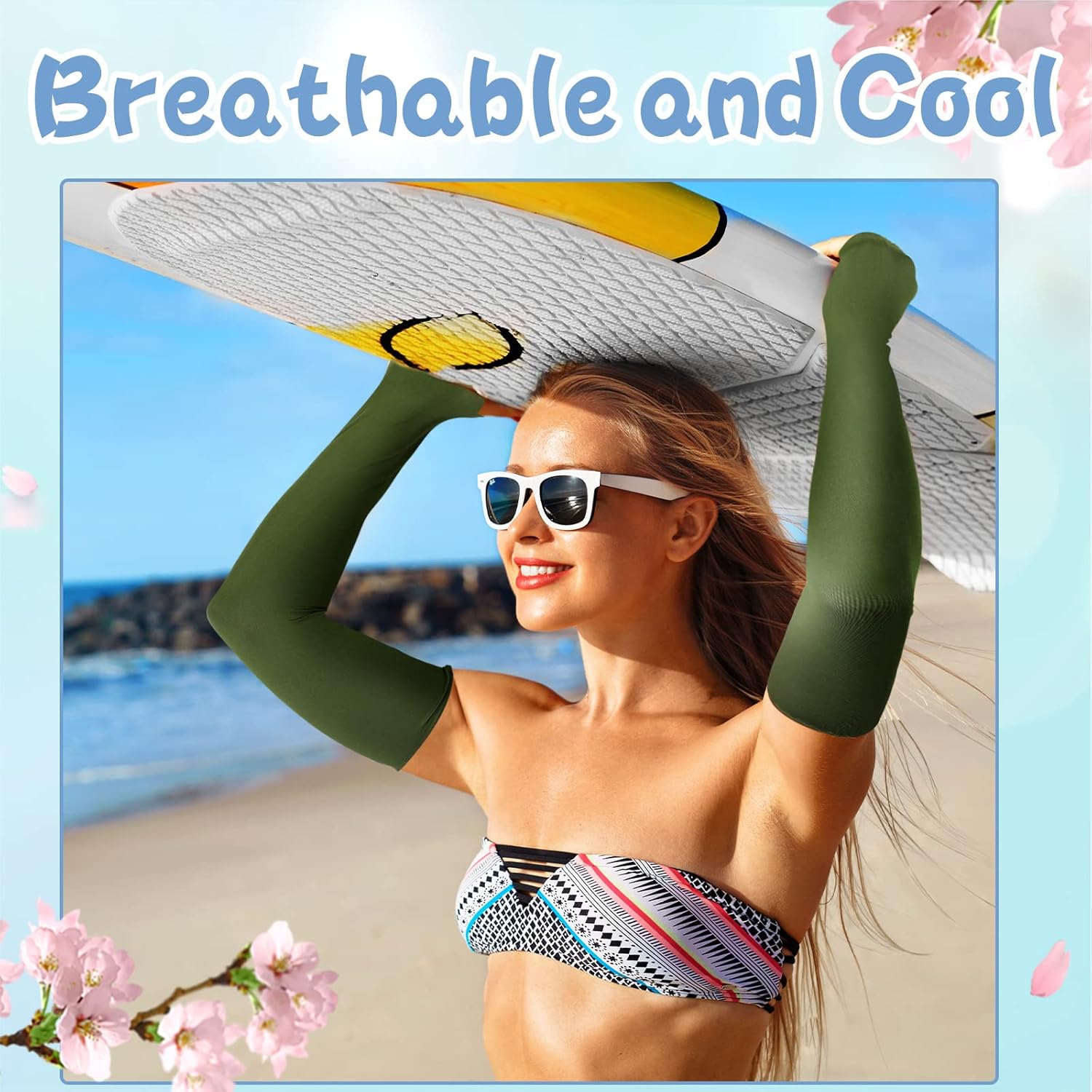 Miniatura 7 de 36 pares de mangas de compresión con protección UV para el brazo, protección solar, guantes largos sin dedos para hombres y mujeres