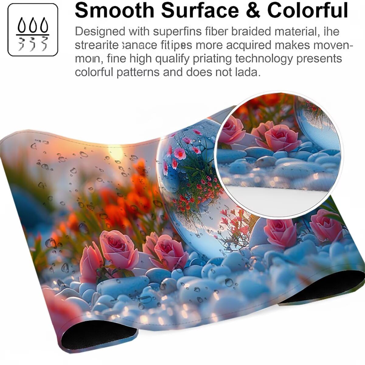 Alfombrilla Ratón Gaming XXL, Gaming Mouse Pad 1200x600x3mm, Protector Escritorio Antideslizante, Alfombrilla de Ratón Flor Planta Mousepad Grande, Tapete Raton para Jugadores de PC Oficina LMDT9099