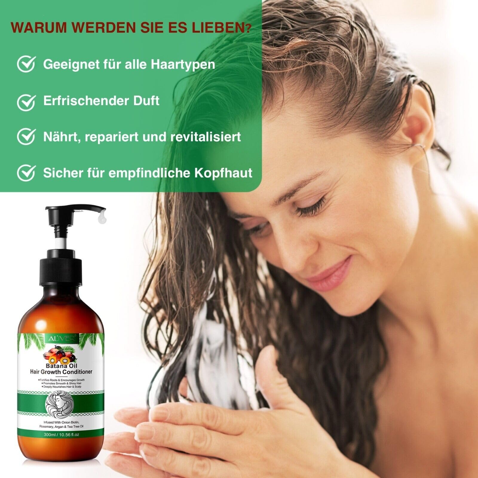 Batana Öl Conditioner mit Rosmarin - sulfatfrei - Haarwachstum, Regeneration & Geschmeidigkeit - Für alle Haartypen - Reduziert Haarbruch & Trockenheit, Feuchtigkeitsspendend - 2x300ml