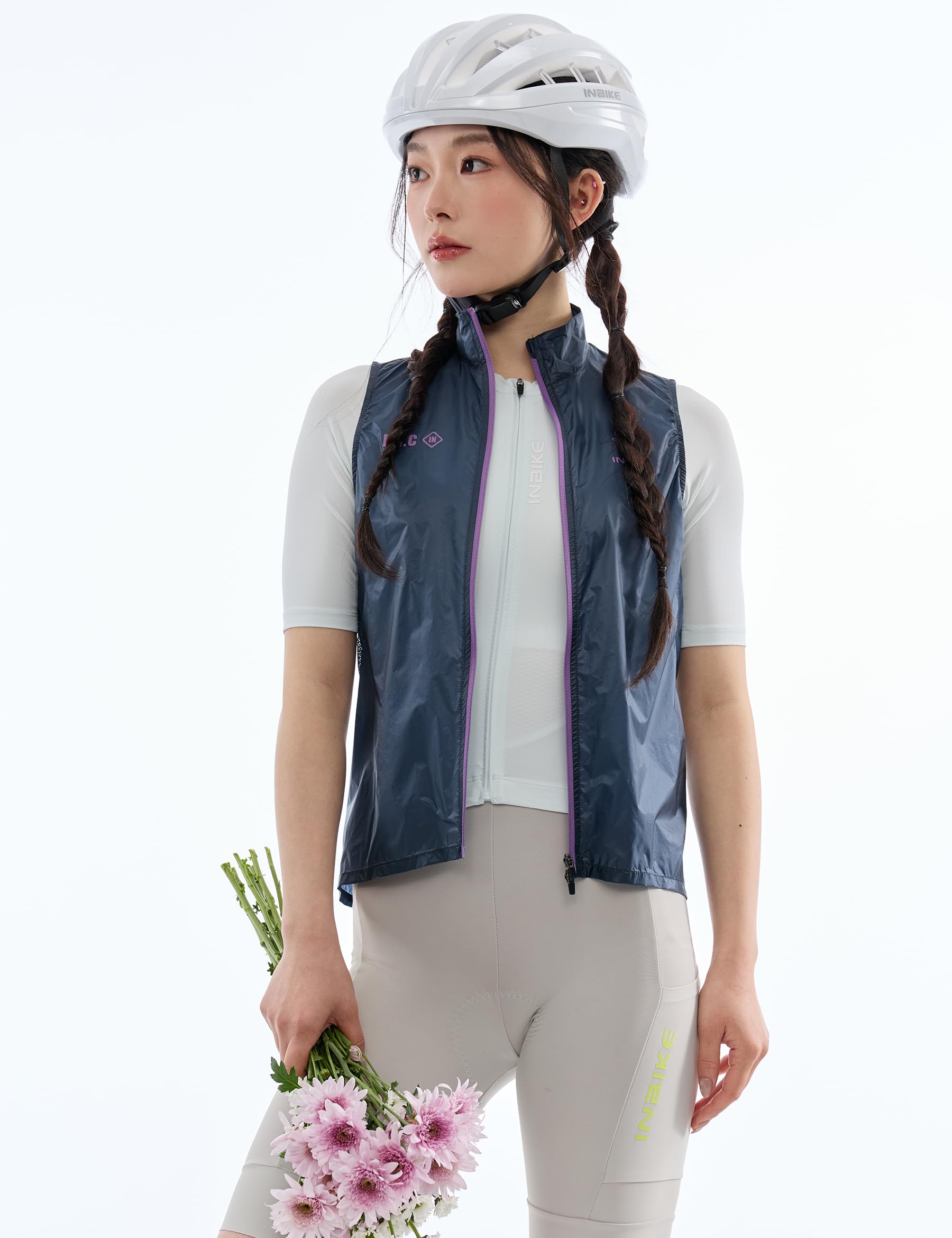 INBIKE Gilet de Cyclisme Femme léger Gilet Course Vent coupe-vent et imperméable Respirant avec Doublure en Poche de Rangement