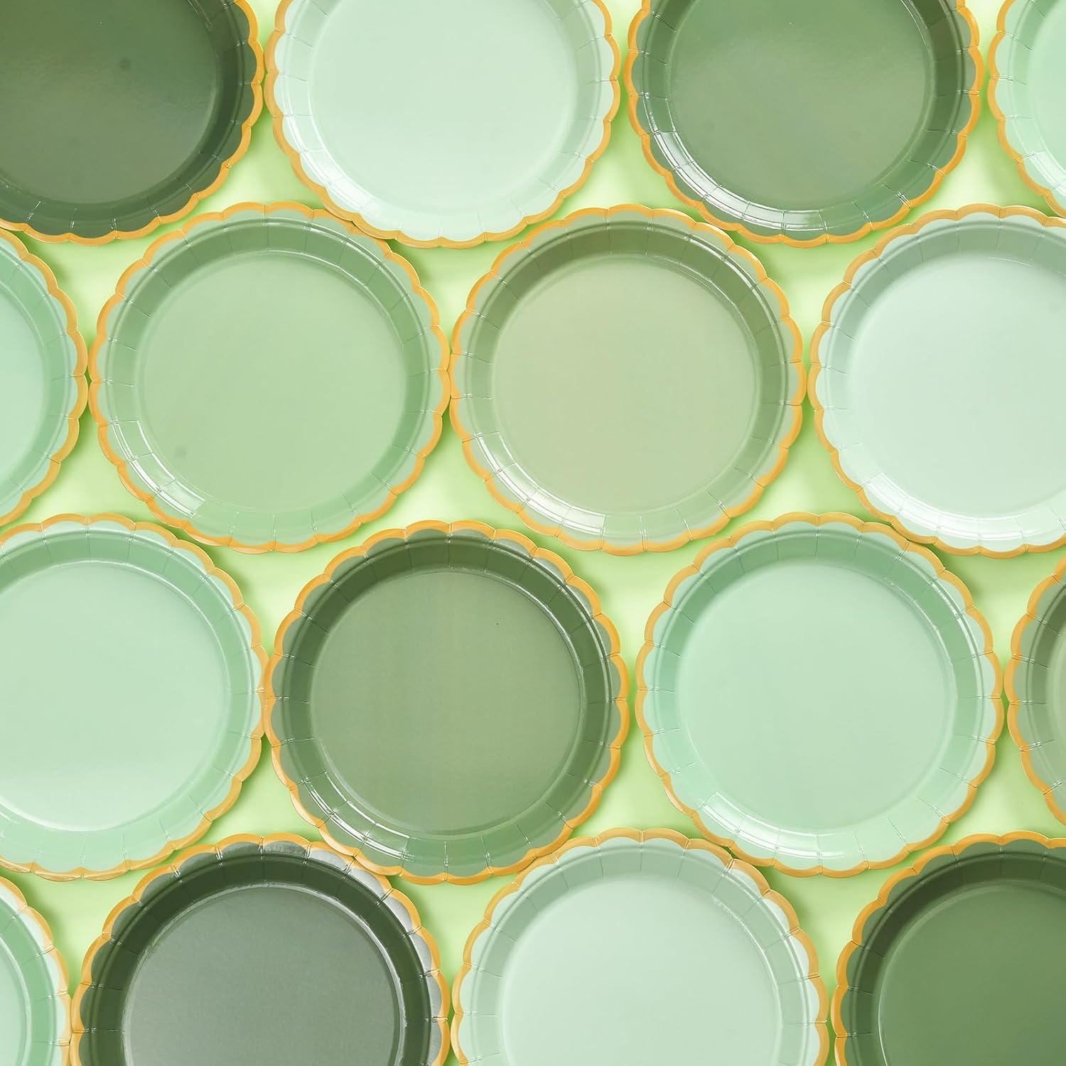 48 Pcs Sage Green Party Paper Plates Disposable, 7 Inch Sage Green Scalloped Dessert Birthday Dinner Cake Plate Cute Baby Bridal Shower Paper Plates for Baby Shower Wedding Party Supplies - Image 3