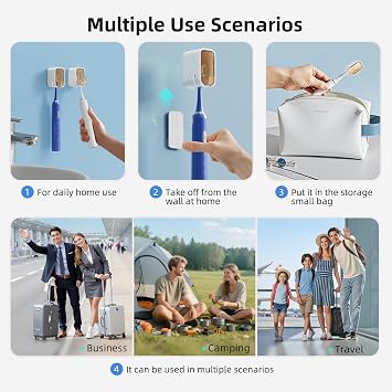 Electric Toothbrush Covers, Travel Head Protectors with Wall Mount Brown