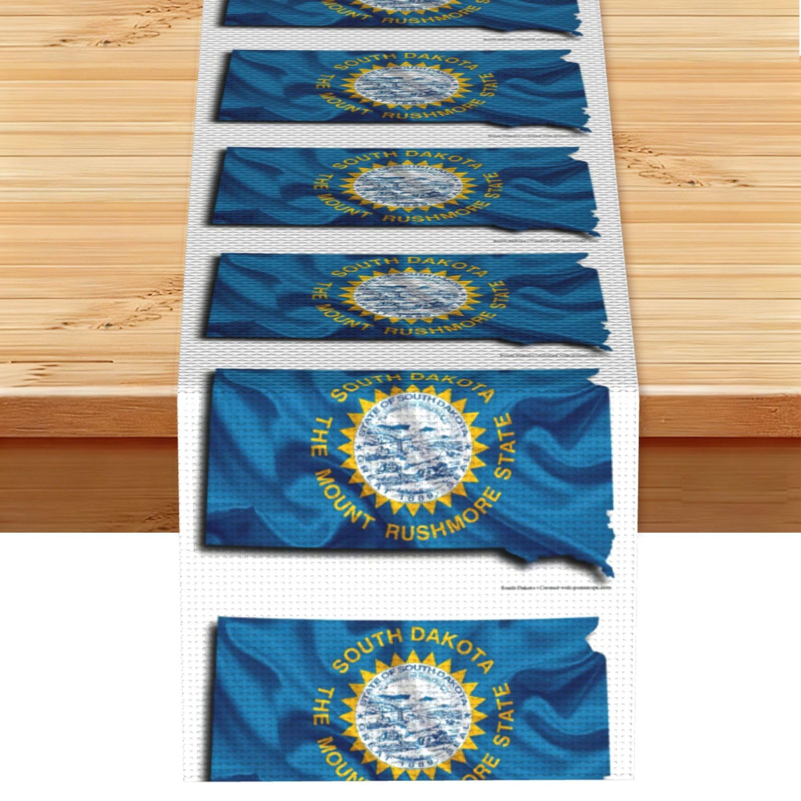 South Dakota Flag Map Printed Table Runner 13 x 72, Wrinkle Resistant Decor for Dining Table Coffee Table Fireplace