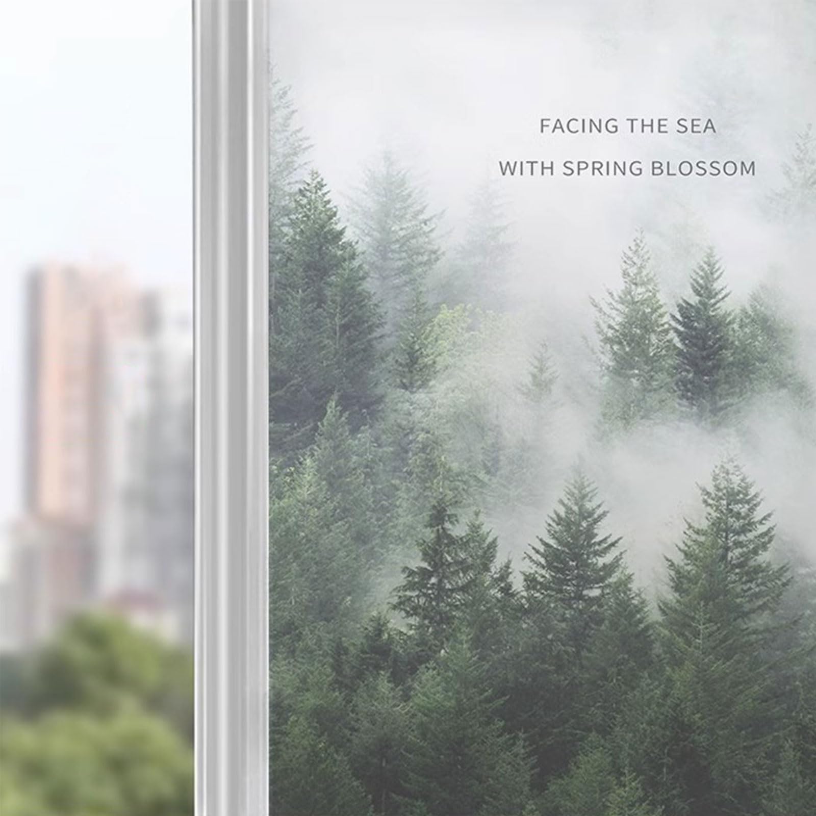 Eiauiuo Window Privacy Film Botanical Pattern Static Cling Window Film
