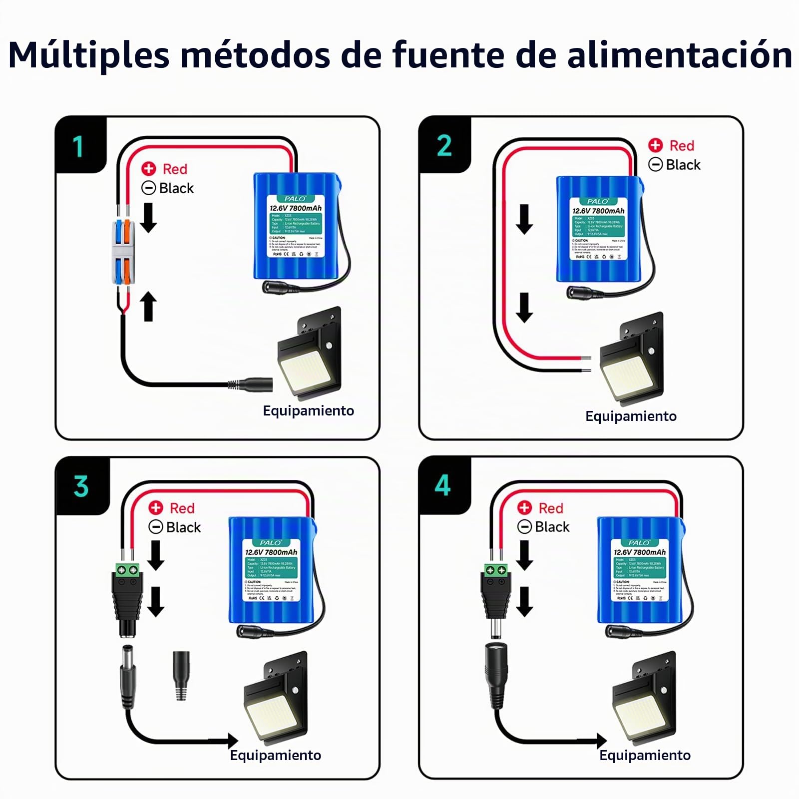 12.6V 7800mAh batería de Iones Litio con Cargador y línea de conexión y Adaptador Conector,para Panel Solar,videocámaras,videovigilancia,enrutador Inicio,Sistemas Alarma,lámpara Bricolaje