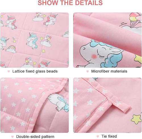 Miniatura 3 de Alomidds - Manta con peso para niños pequeños, material de microfibra transpirable, manta con peso con cuentas de vidrio (41 x 60 pulgadas, 7