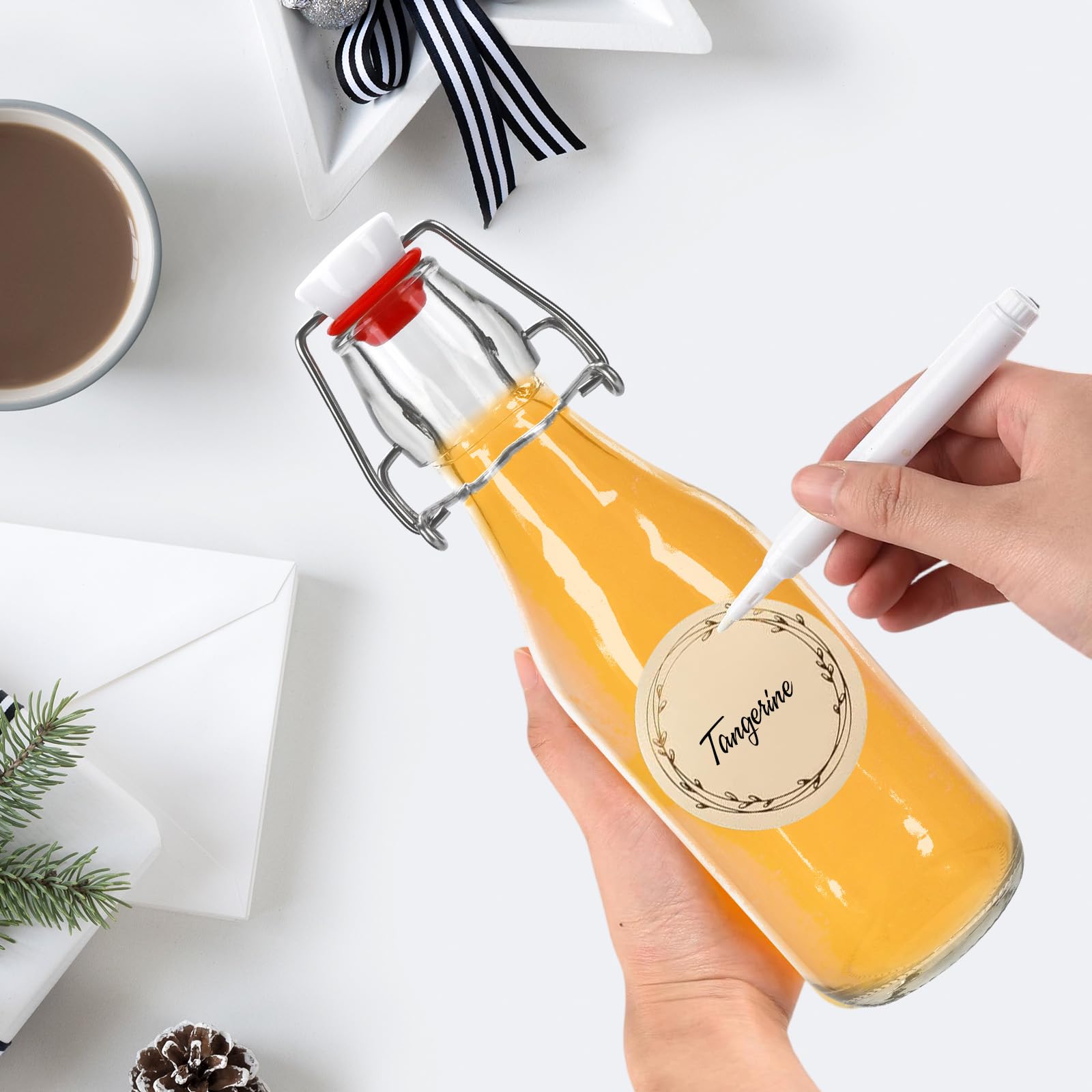 10 Szklanych Butelek 250 Ml Z Uchylną Górną Częścią, Likieru, Soku, Syropu