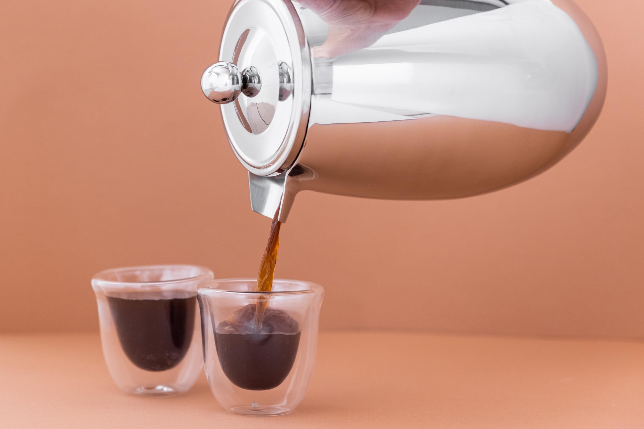 La Cafetière Edelstahl doppelwandige isolierte Cafetière 8 Tassen, Edelstahl, silber