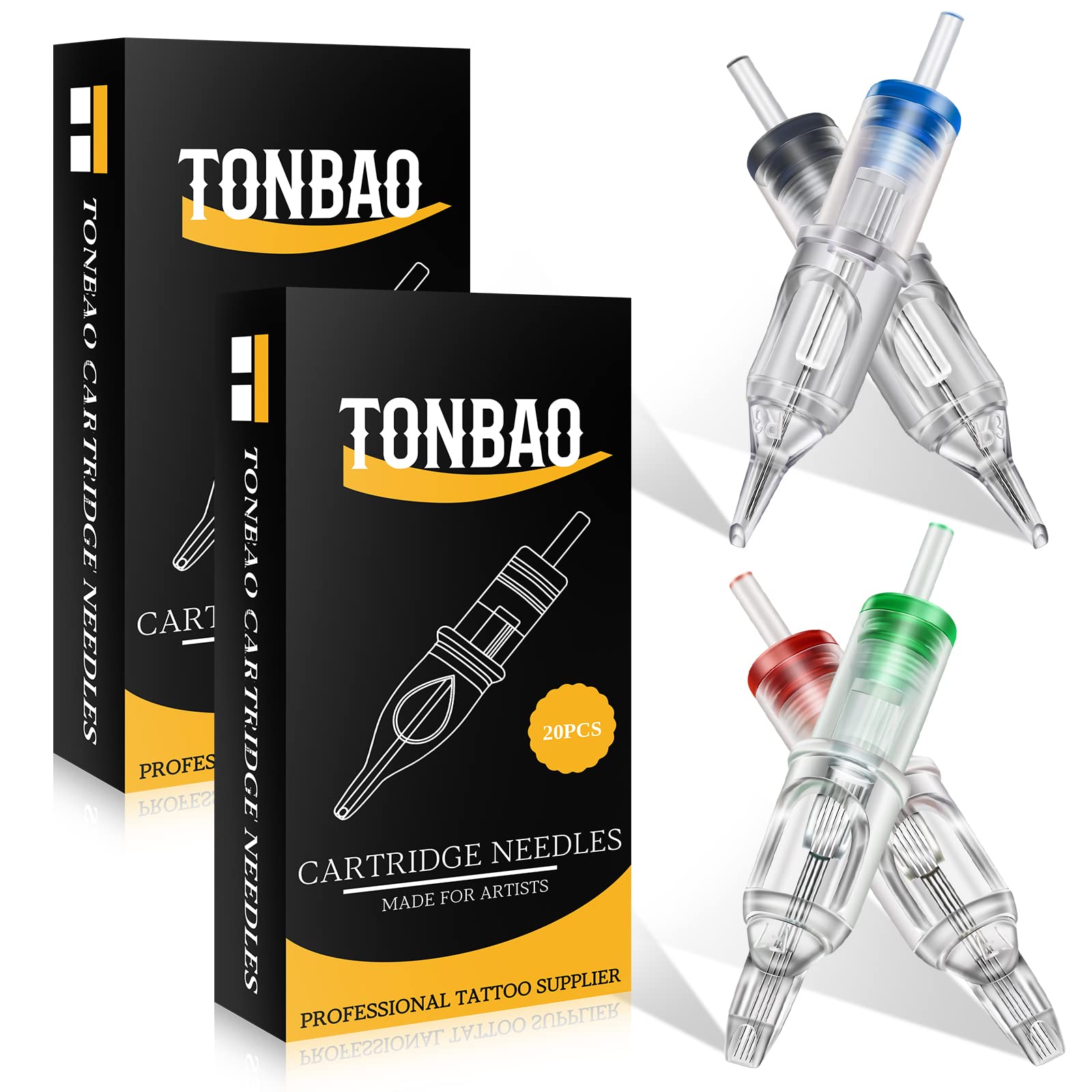 TONBAO Cartridge - 40pcs Disposable Cartridge Mixed Sizes 3RL 5RL 7RL 9RL 3RS 5RS 7M1 9RM for Machine Pen Supplies, Kit……