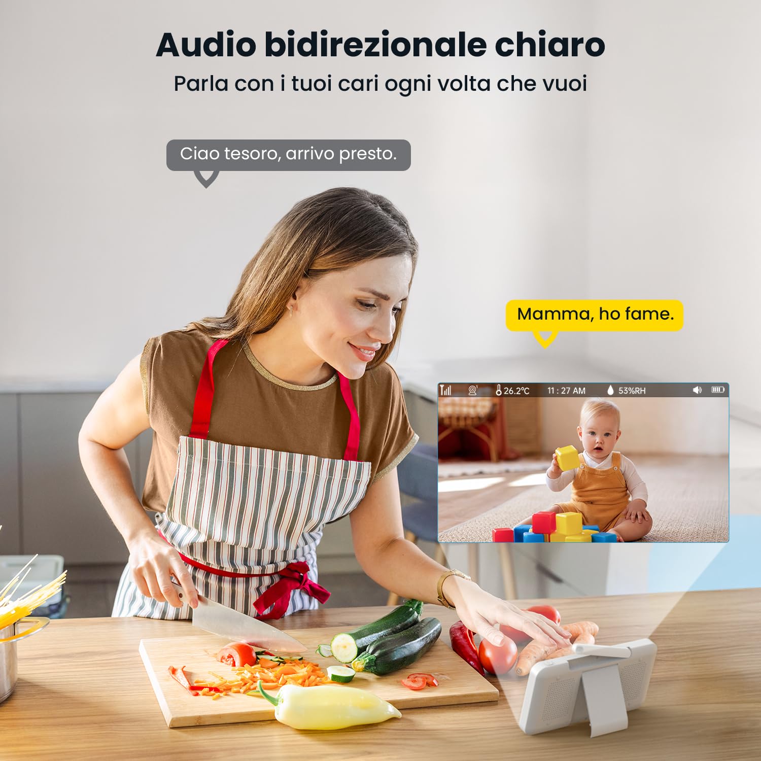 ieGeek Cámara Vigilancia Bebes 5" 2K/3MP, Baby Monitor con Vista 360° PTZ, Detección Movimiento y Llanto, Audio Bidireccional, Visión Nocturna, Temperatura, Regalo Recién Nacidos