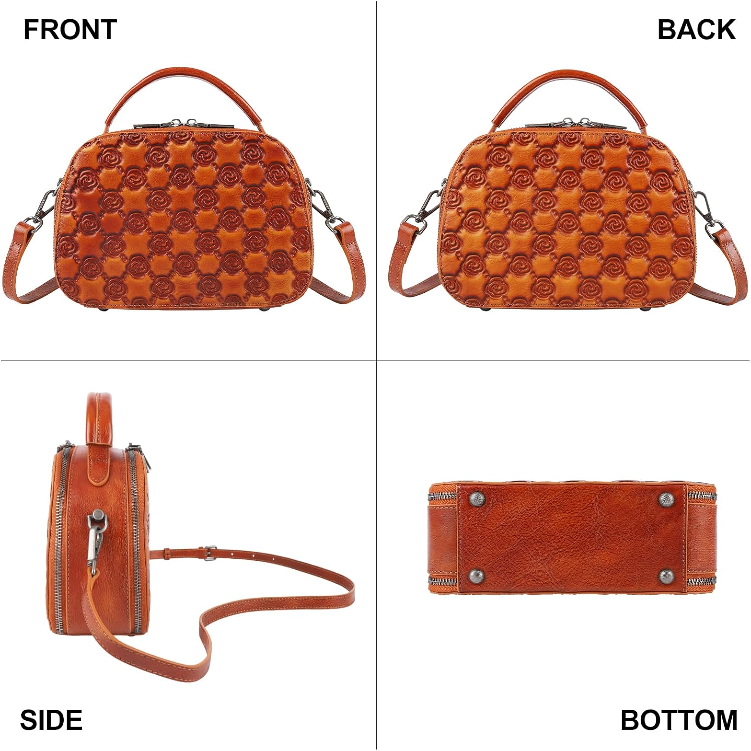 Purses for Women Genuine Leather Satchel Handbags Hand Painted Retro Top Handle Bags - Image 7