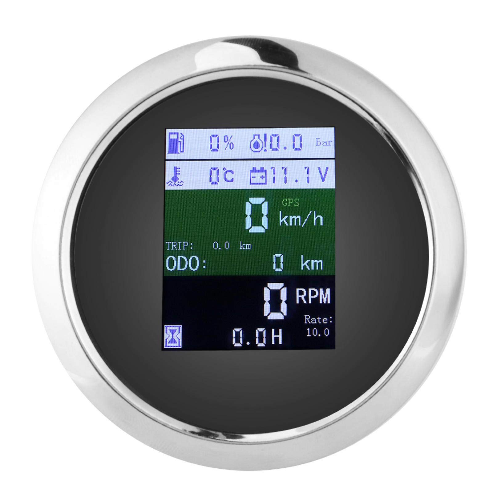 6-in-1 Multifunktions-GPS-Tachometer Drehzahlmesser Voltmeter ?ldruck Kraftstoffstand Wassertemperaturanzeige 9-32V 85mm(EU Standard-Schwarzes Zifferblatt)