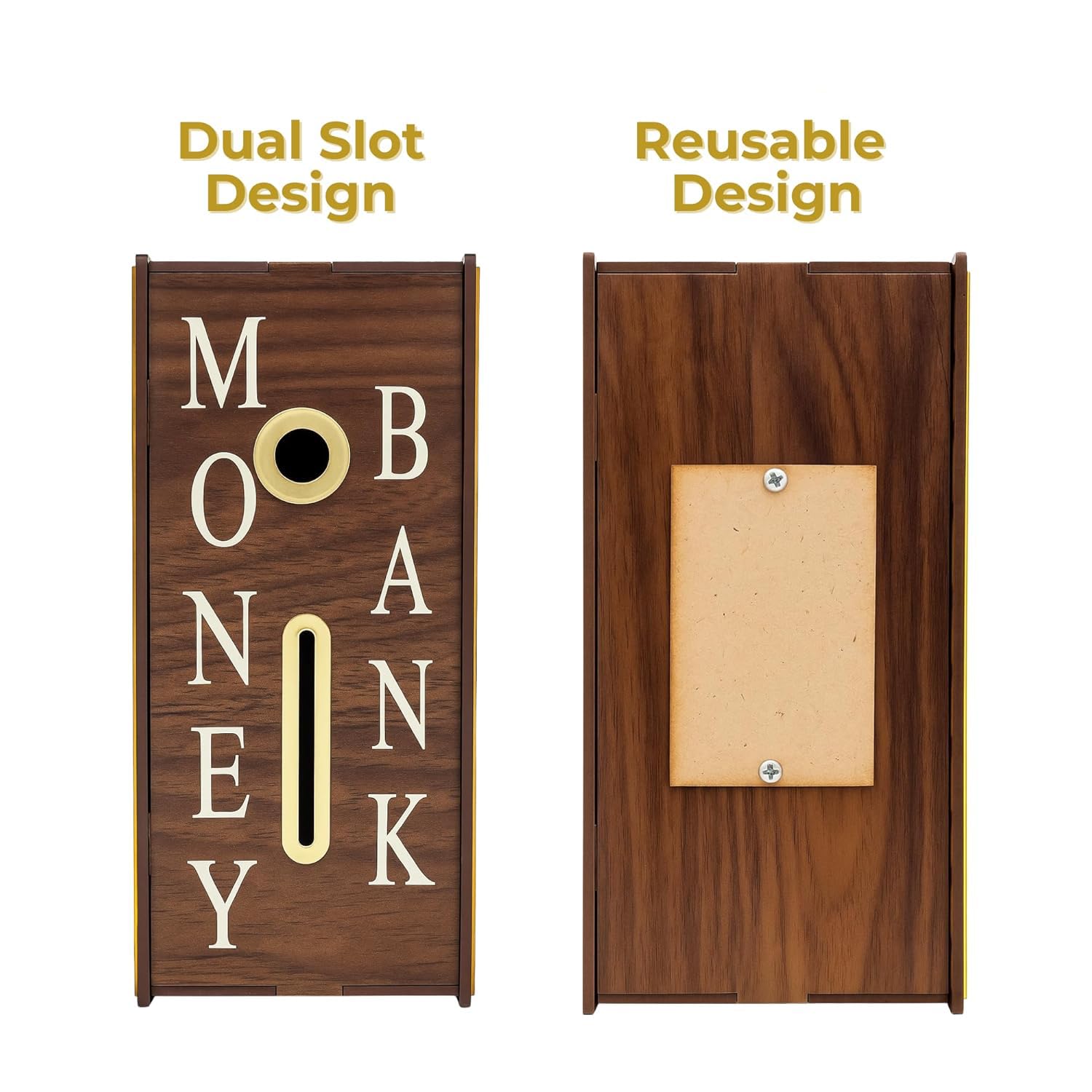 DALUCI Money Saving Box for Adults & Kids | 1 Lakh Savings Challenge Wooden Piggy Bank with Denomination Grid | Cash Saving Box, Budget Organizer & Unique Gift Item (Golden Line) - Image 5 thumbnail