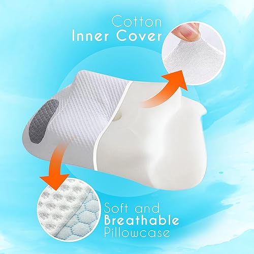 Miniatura 6 de ME-LA Almohada cervical para aliviar el dolor de cuello, almohada cervical de espuma viscoelástica ajustable, almohadas ergonómicas de espuma
