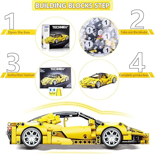 Miniatura 2 de SIENON Technic Super Sports - Kit de construcción de autos de carreras de juguete para atrás, vehículo de carreras, modelo coleccionable de