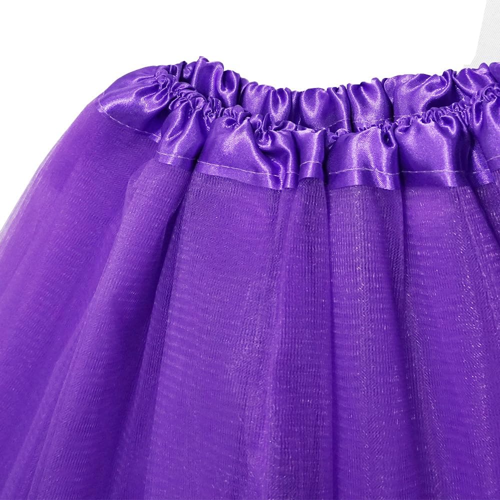 Small 5-Layer Tulle Tutu Skirt, Mini Dance Tutus Dress Costume for Halloween Christmas Party Dress Up & Photo Shoot Purple