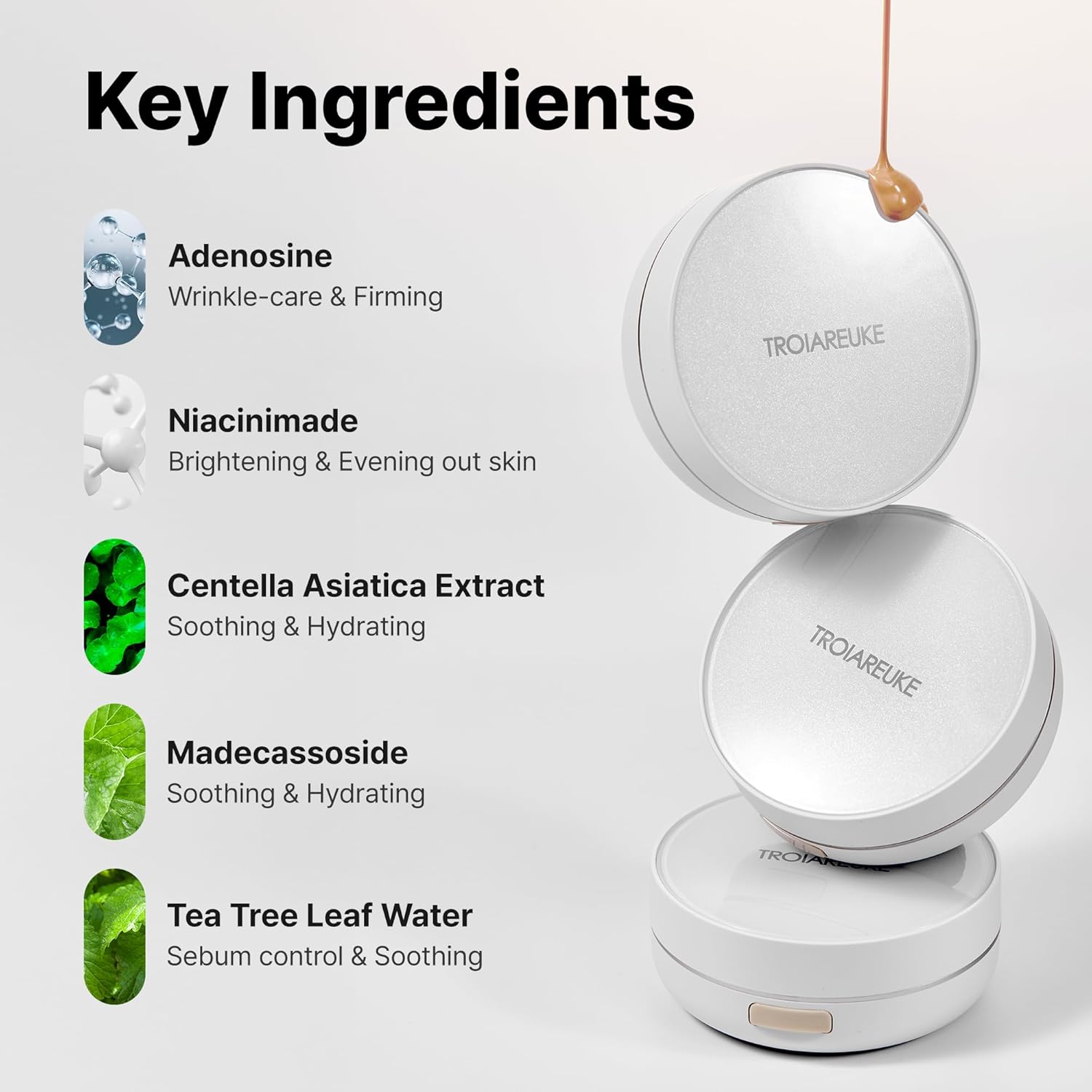 TROIAREUKE A+ Cushion Foundation (Shade 23) I Natural Coverage Foundation Makeup, Moisturizing Finish for Sensitive, Oily, Combination Skin, Skin Care Cushion I Korean Aesthetic Makeup