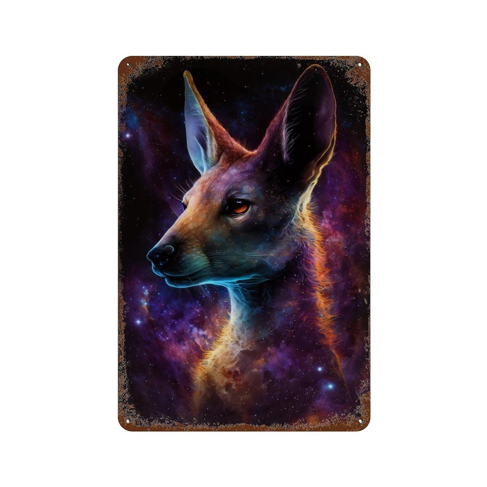 Garage Style Cosmic Fox Portrait-1 Distressed Metal Wall Sign 11.8"x7.9", Retro Wall Decor for Bar And Workshop
