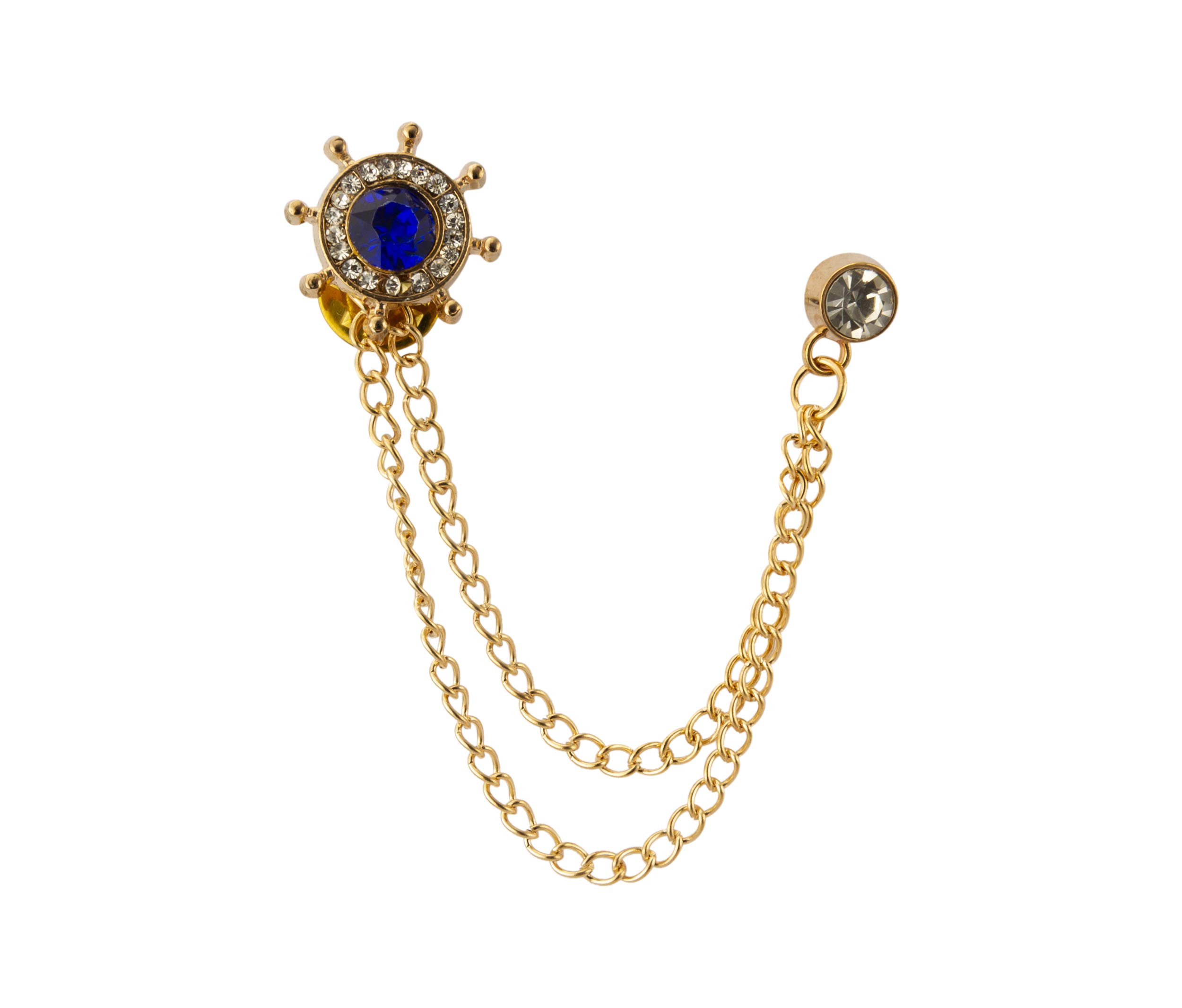 knighthood Gold Anchor with Blue Stone and Stone Brooch Lapel Pin-picture-23