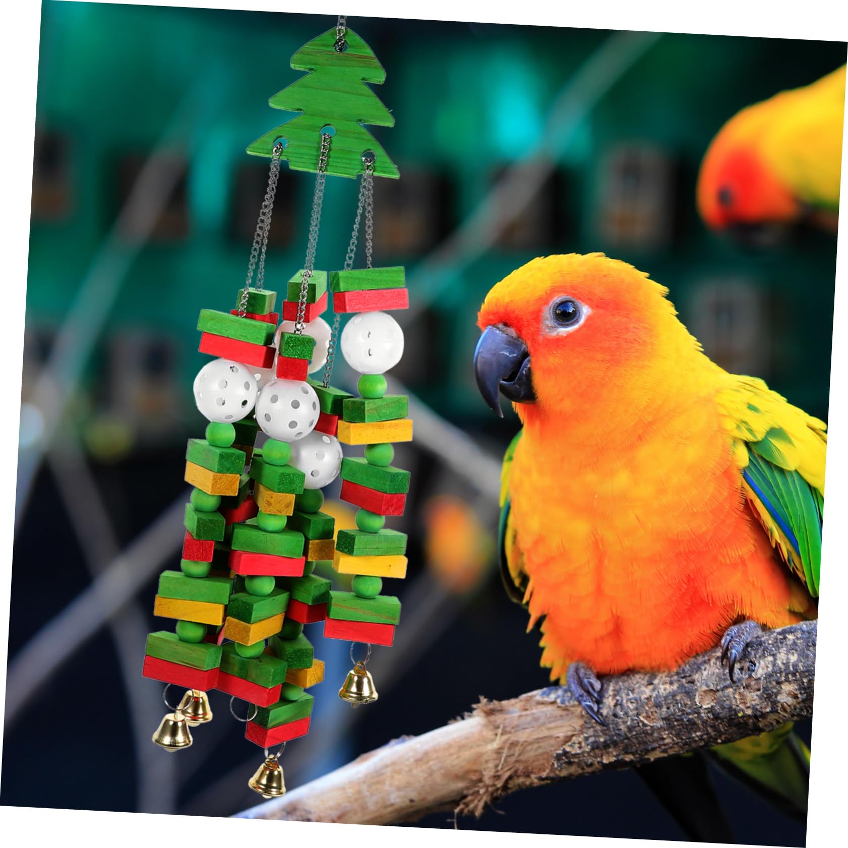 à mâcher Perroquet Oiseaux cacatoès Jouets Cage volière d'oiseau délicat à mâcher Oiseau de Noël Perroquet à Suspendre de Dentition Perroquet en Bois