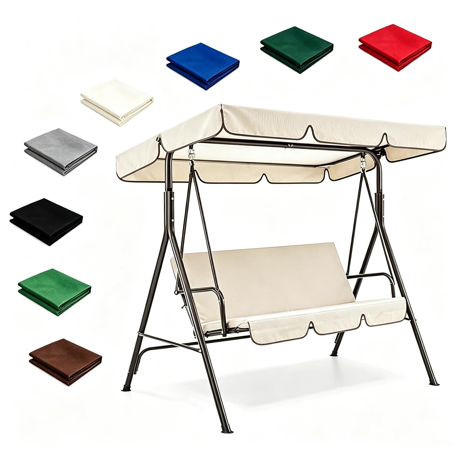 Auvent de Rechange pour Balancelle Jardin, 2 3 Places Couverture Supérieure de Balançoire Extérieur Imperméable Coupe-Vent Anti-UV pour Porche(White,210x145x18cm/83x54x7in)