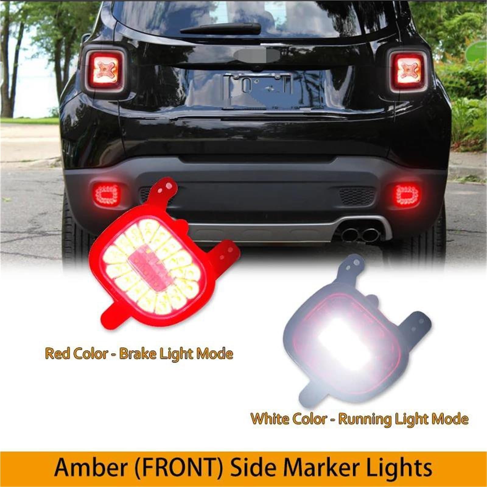 2 Pezzi Riflettori Paraurti Posteriore Auto Per Jeep Per Renegade 2015-2019 Fanali Posteriori Fendinebbia Rossi/freno E Luci Di Retromarcia Bianche 12V Inversione(Red Lens)