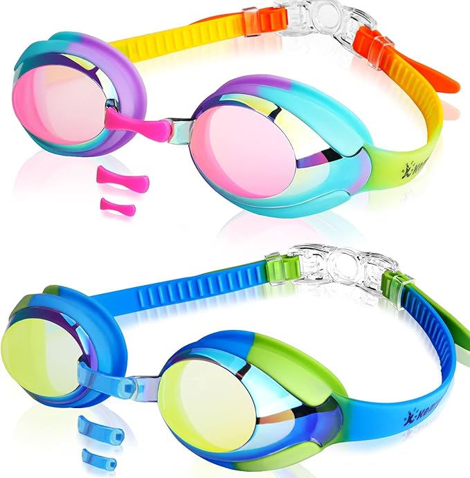 Kids Swim Goggles, Youth 3-12, 2pk (Mirrored Gr/Pk) - $14.99