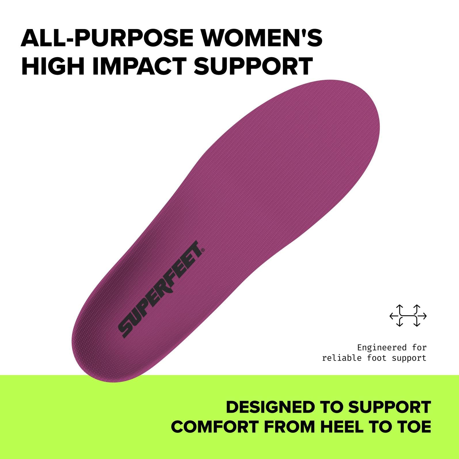 Superfeet Einlegesohlen Frauen - High-Impact Support - Orthopädische Einlagen | Trim-To-Fit Einlagen, Fußgewölbestütze für mittleres bis hohes Fußgewölbe, schmalere Fersenschale für Frauen