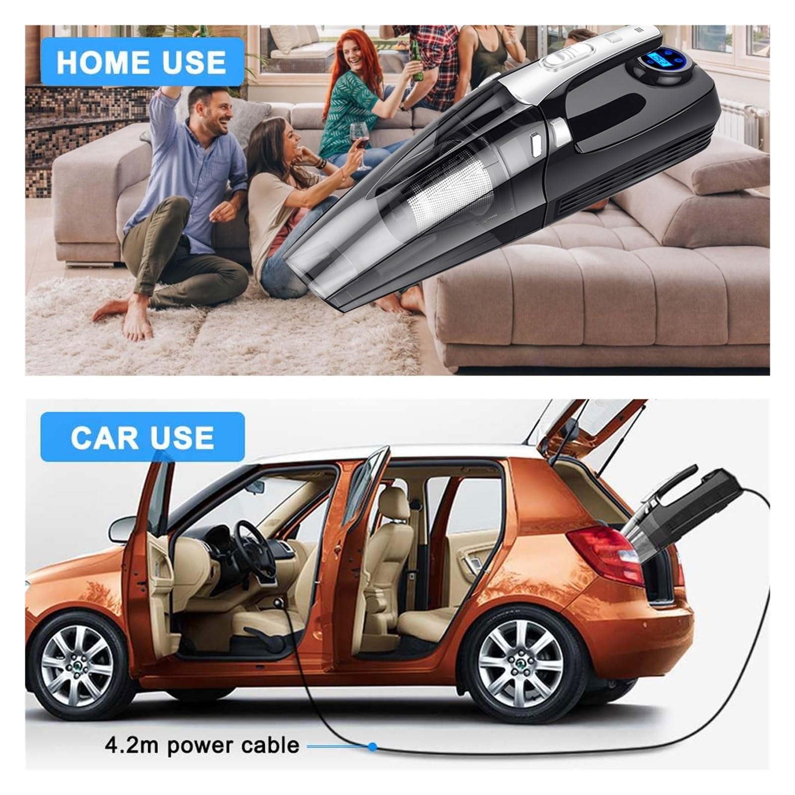 Aspiradora De Mano 4 En 1 For Coche, Bomba Aire For Auto DC 12V, Compresor Digital For Barco Inflable, Automóvil, Motocicleta SuccióN Potente(New Pointer)