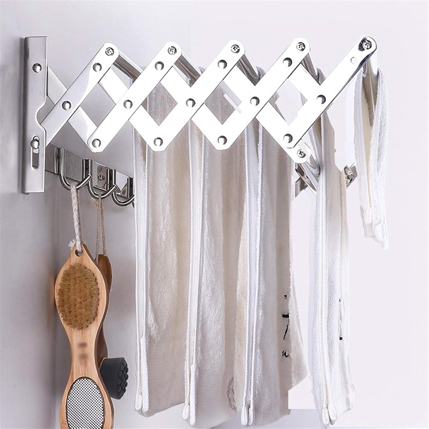 Clothes Airer Wall Mounted Folding Laundry Drying Rack Towel Bar SES Space-Saver Indoor/Outdoor Retractable Dry Coat Hanger for Room,100cm/39.4inch