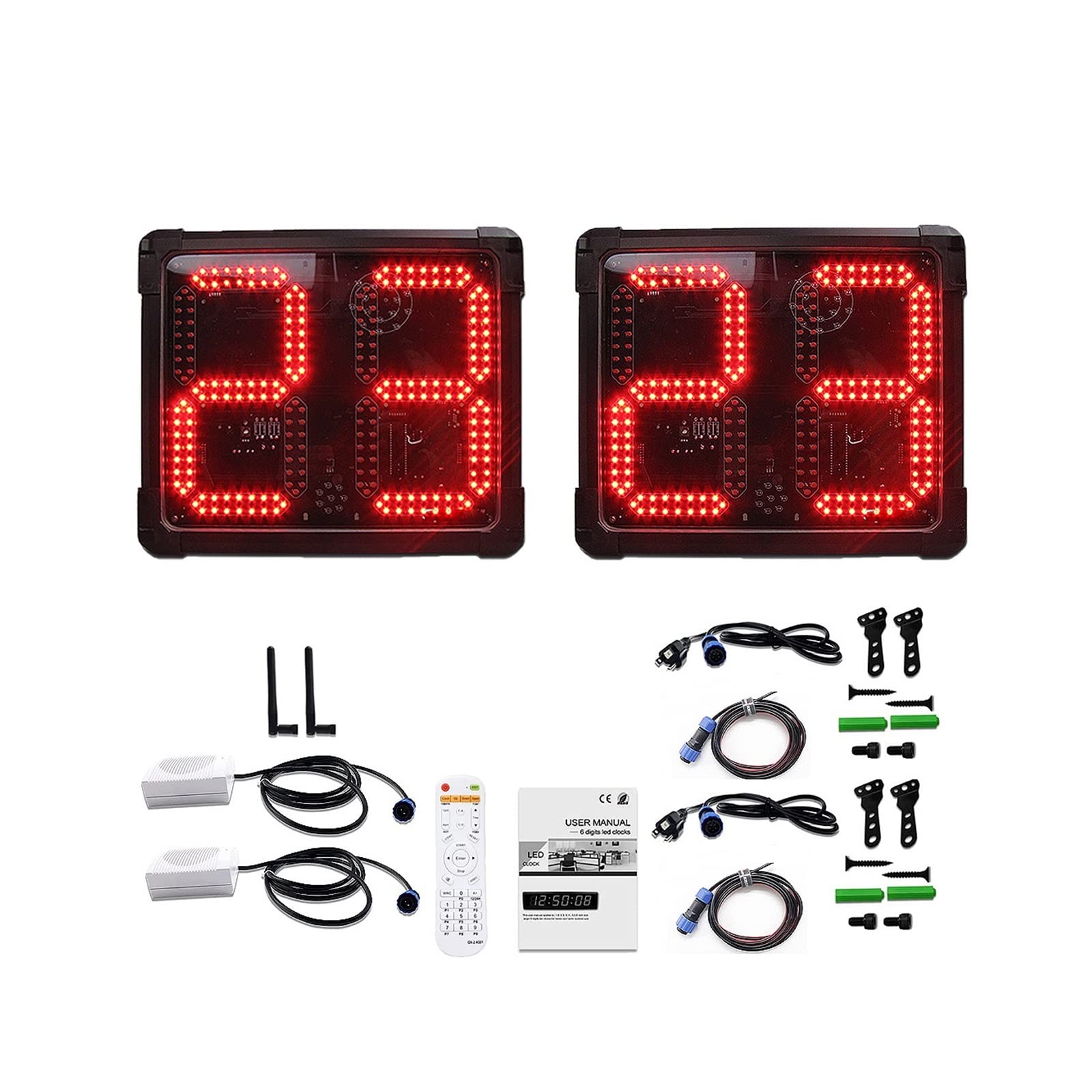 WQZStar 2 sztuki synchronizowany czerwony kolor koszykówka elektroniczna tablica wyników 12 sekund odliczanie gra wynika z tablicy wyników zegar LED do multisportu w pomieszczeniach