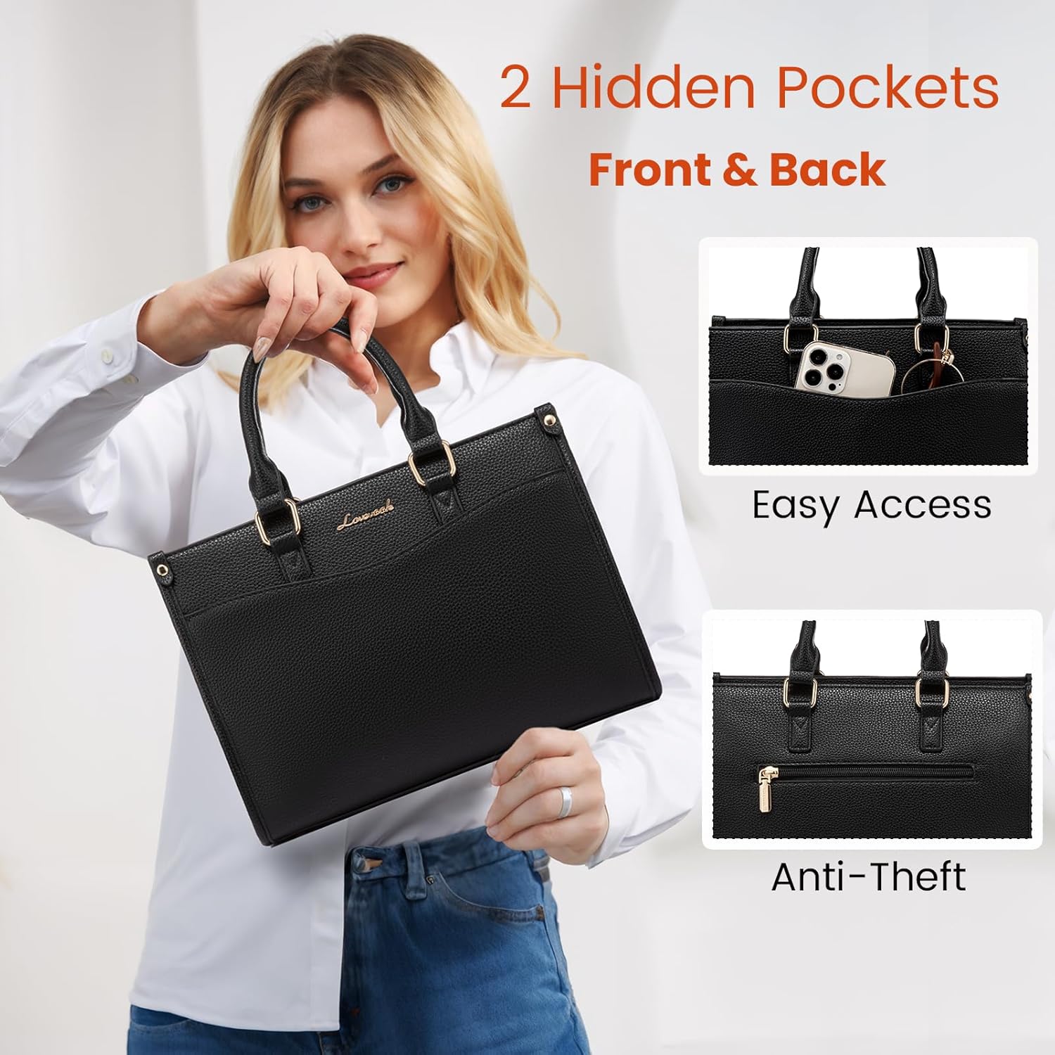 LOVEVOOK Purses and Handbags for Women,Stylish Tote Shoulder Satchel Bag PU Leather Crossbody Top Handle Bags with Zipper - Image 3