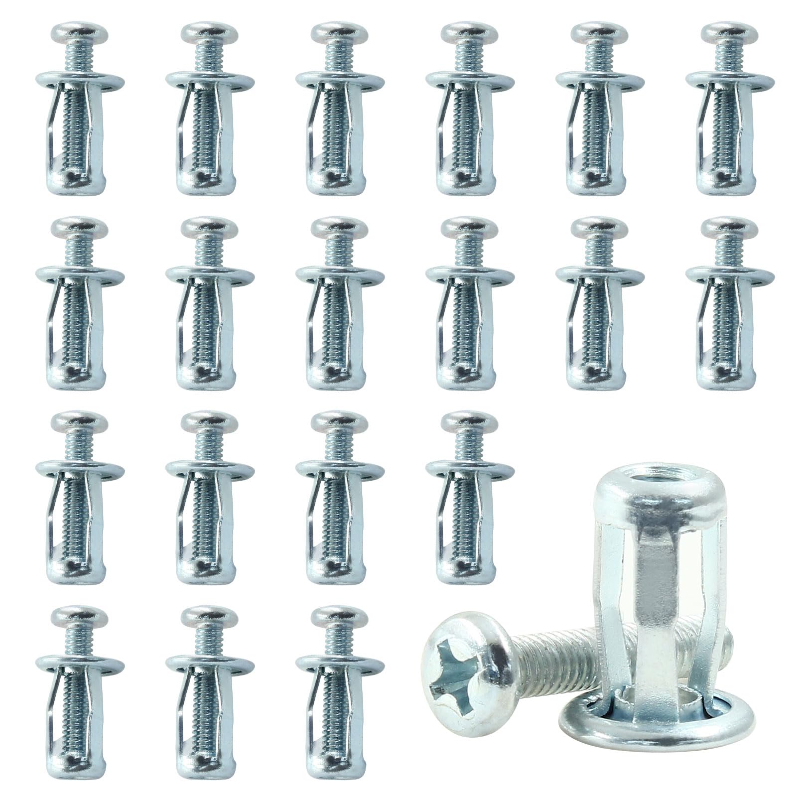 Amazon | Dijedev 20個 M4 x 20 炭素鋼中空壁アンカー、シルバー、六角