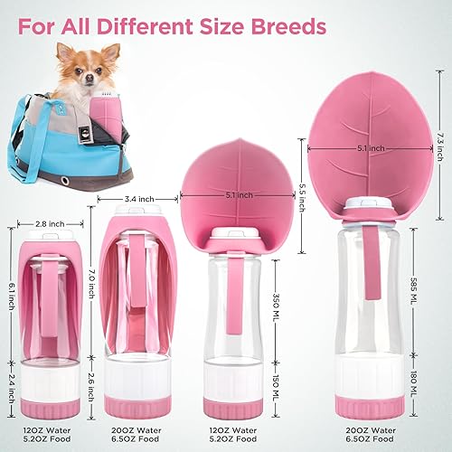Miniatura 7 de Botella de agua para perros, botella de agua para mascotas con contenedor de alimentos y alimentador para beber, a prueba de fugas, sin BPA,