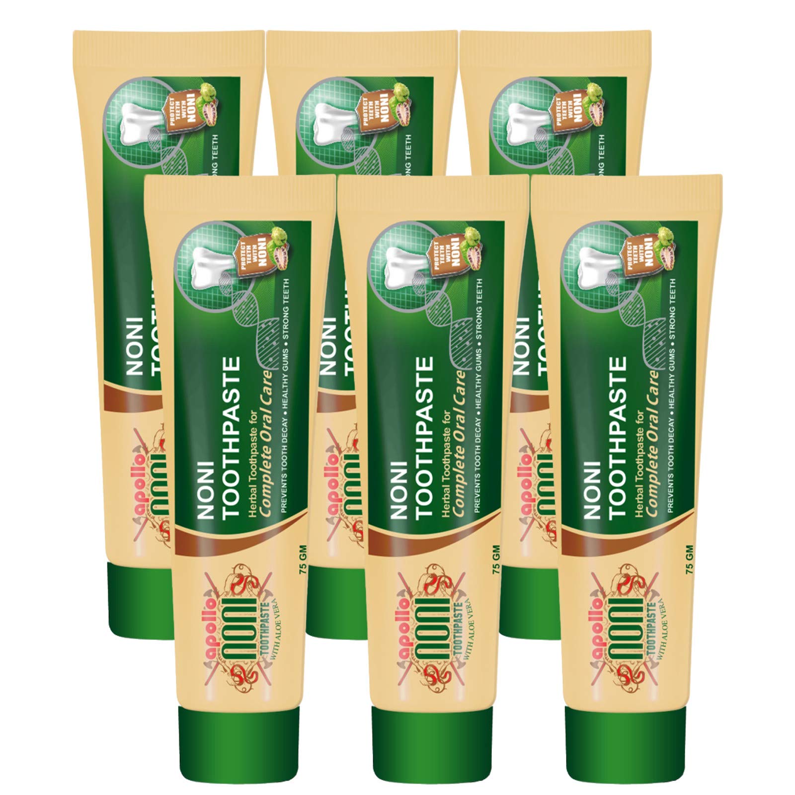 Apollo Noni Herbal Toothpaste 75g With Aloe vera For Complete Oral Care (6) (B08GKT659J) Amazon Price History, Amazon Price Tracker