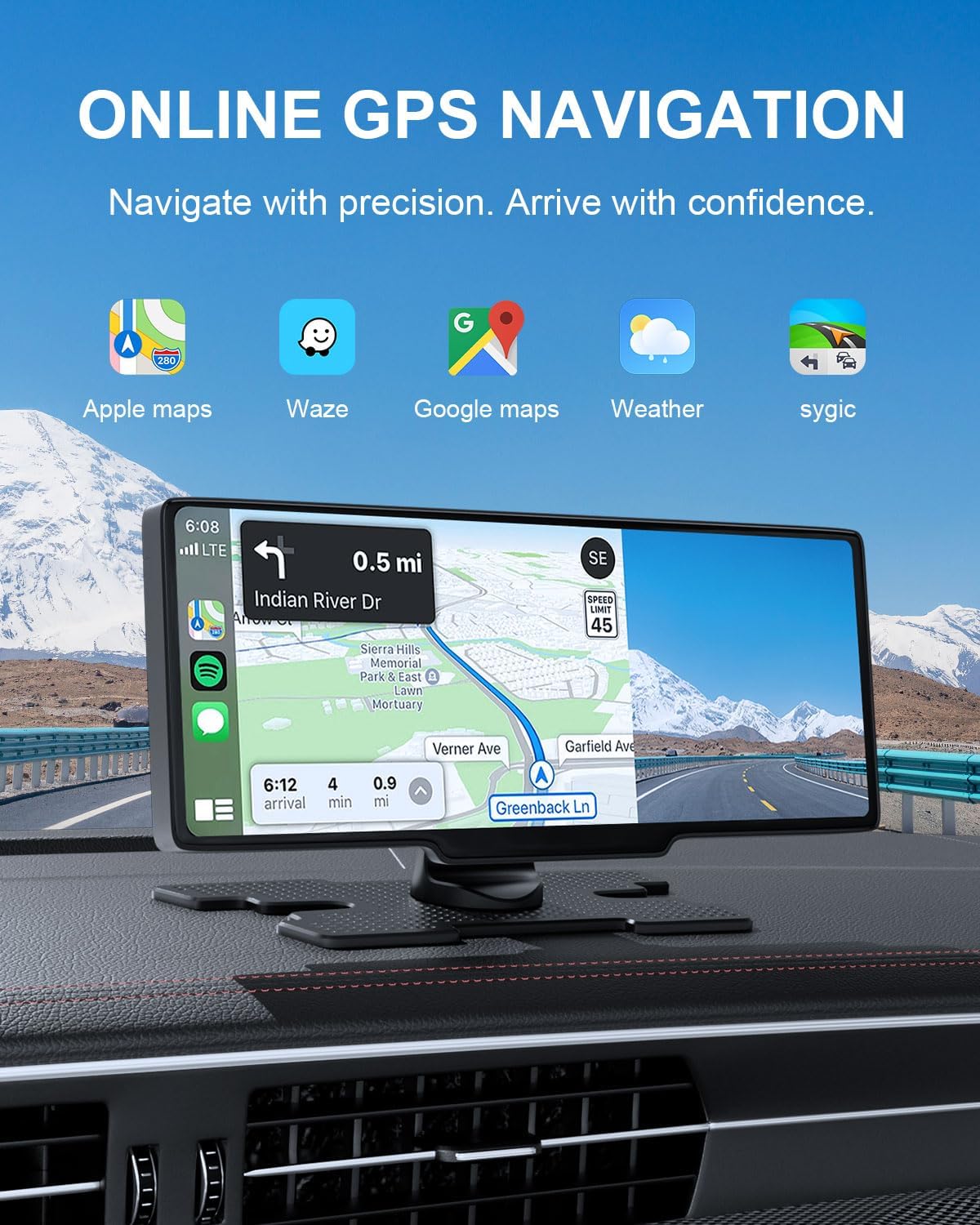 HK3 Carplay Screen for Car, 10.26’’ Wireless Apple Car Play & Android Auto Touch Screen, 4K Dash Cam, 1080P Backup Camera, Car Stereo, GPS Navigation/Mirror Link/Bluetooth/Voice Control, Plug and Play - Image 3