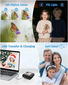 Instant Camera, 1080P Kids Camera for Girls Boys Christmas Birthday Gifts, Dual-Lens Instant Print Digital Cameras for Kids Teens Toddle, 4 Rolls Print Paper, Toy for Age 4-12 Years (Black)