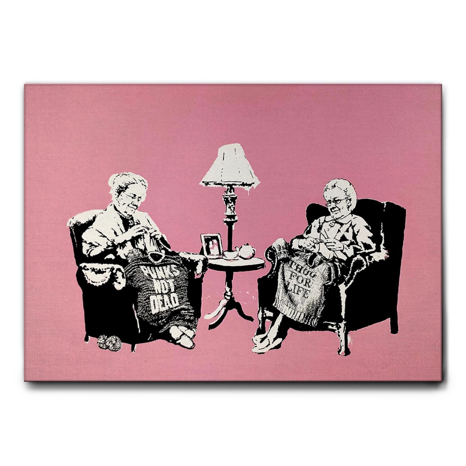 Banksy Les grands-mères impression sur toile Giallobus cadre 70x50 cm