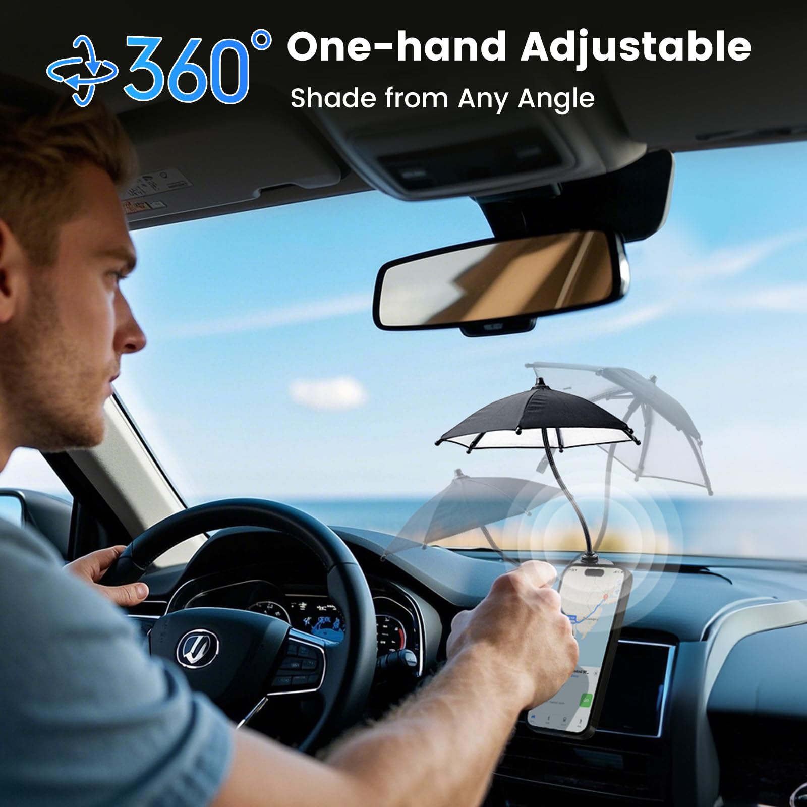 Mobile Phone Holder | Cellphone Holder, Outdoor Sun Phone Umbrella Mobile Holder, Cell Phone Cute Sunshade, Car Navigation Shade Visor Anti-Glare Sun Shield(Cell Phone Holder Sunshade