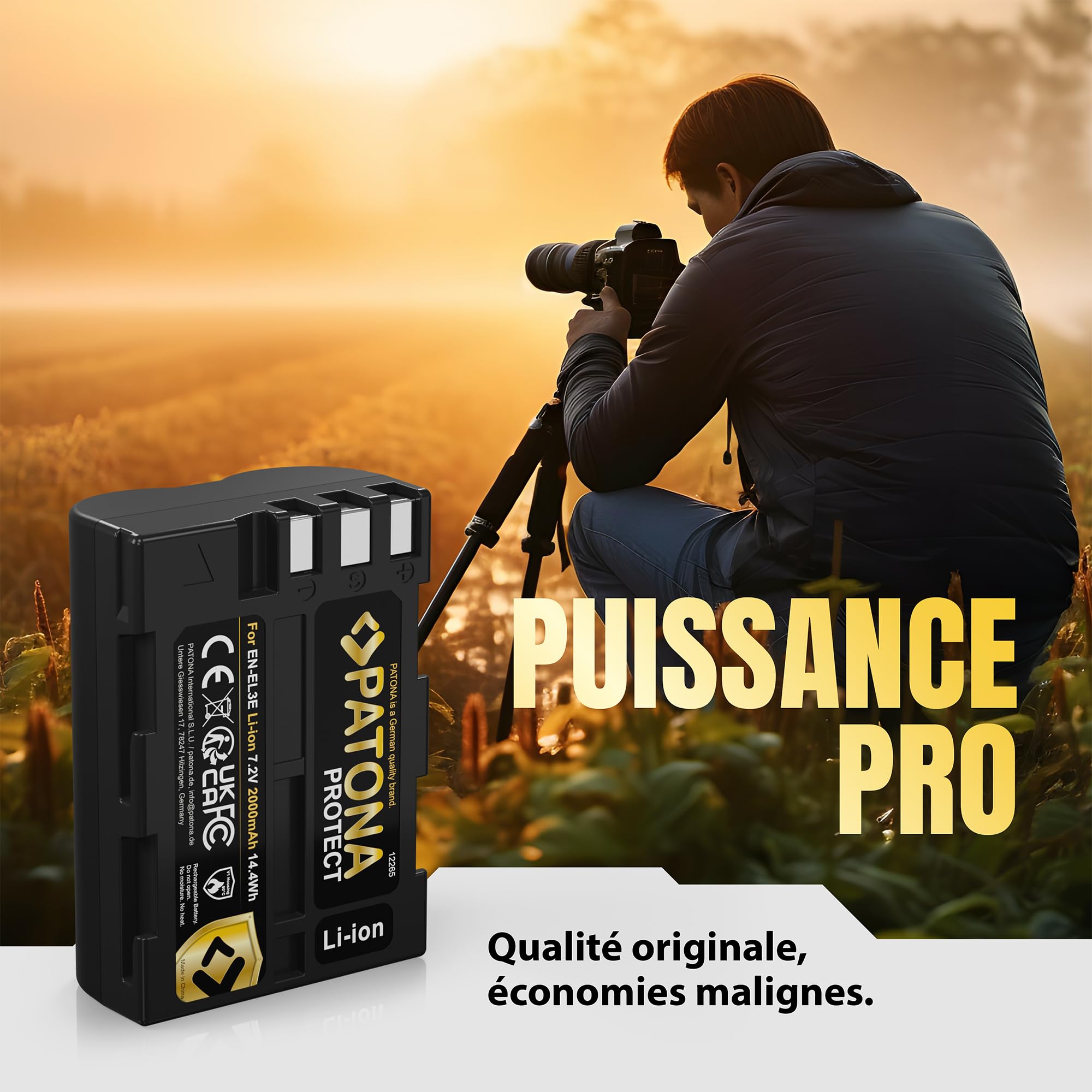 PATONA 2X Protect Batterie pour Nikon EN-EL3E ENEL3E 2000mAh