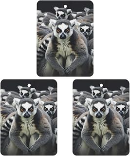 Car Air Freshener Hanging Scented Sheets 3 Pcs Fragrance Scented Card Animals Lemur Pattern Aromatherapy Tablet Cars Rearview Mirror Pendant for Car Decoration Bedroom Shoe Cabinet Travel