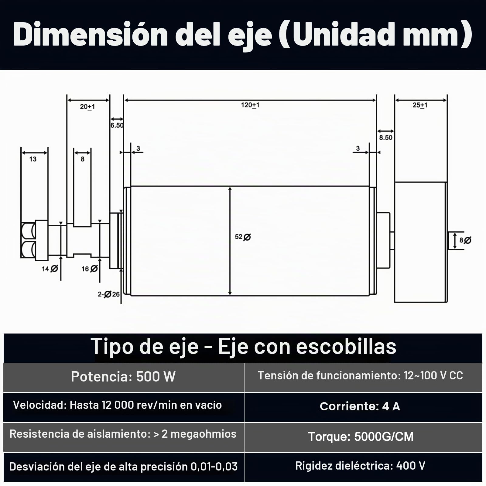 YOFULY Husillo CNC de 500 W con refrigeración por aire, regulador de velocidad MACH3 con fuente de alimentación AC110 V-220 V + soporte de husillo de 52 mm + pinzas de sujeción ER11 para máquina de