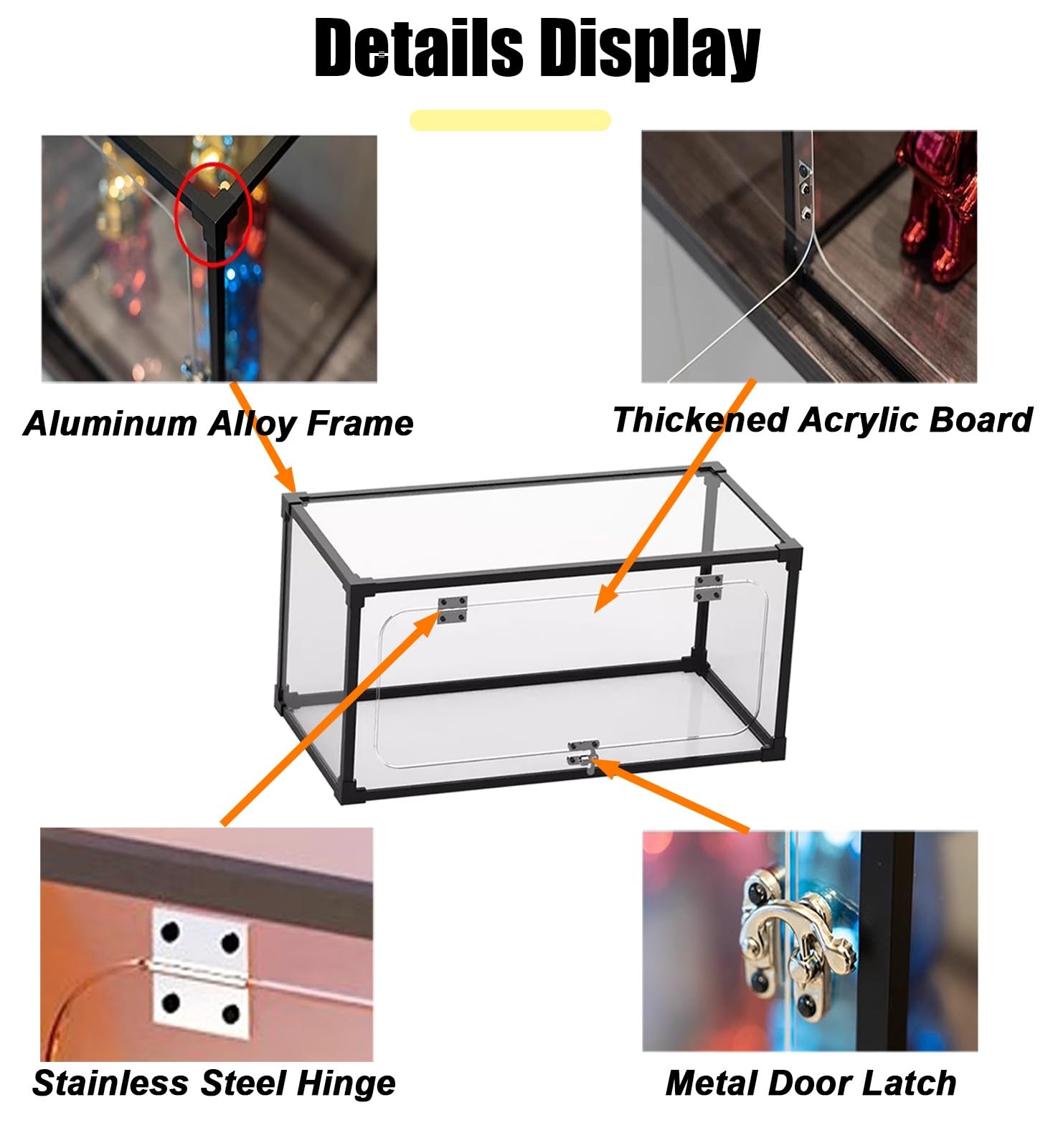 Teca Plexiglass Contenitore in Acrilico Altamente Trasparente, Contenitori in Plastica con Porta a Battente e Serratura, Organizer per Borse, Modelli di Scarpe e Oggetti da Collezione(20x20x20cm(8"x8"