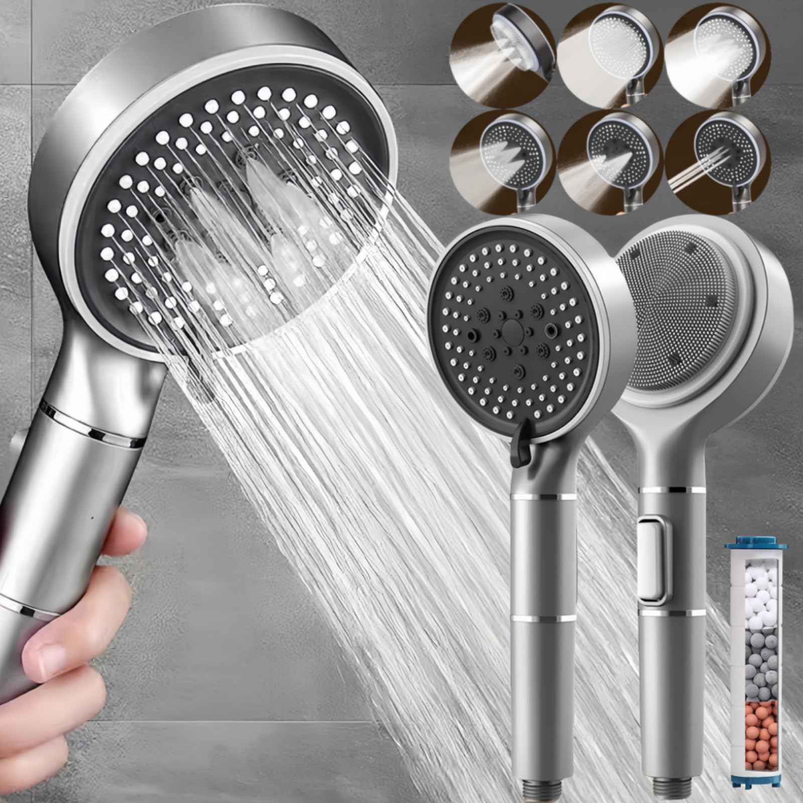 Shower Head With Handheld 6 Spray PatternUltimate Shower Experience