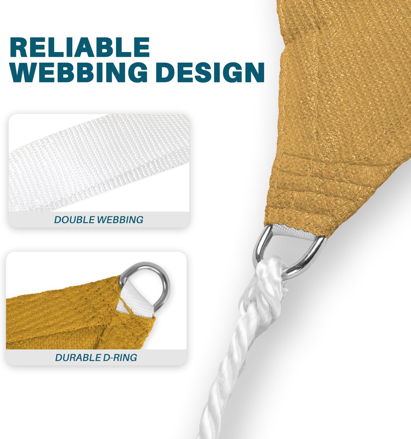 Coarbor 16' x 16' x 16' Sun Shade Sail Canopy Sunshade Outdoor Heavy Duty Triangle Fabric Cloth Screen for Patio Garden Yard Deck Pergola Canopy Sand