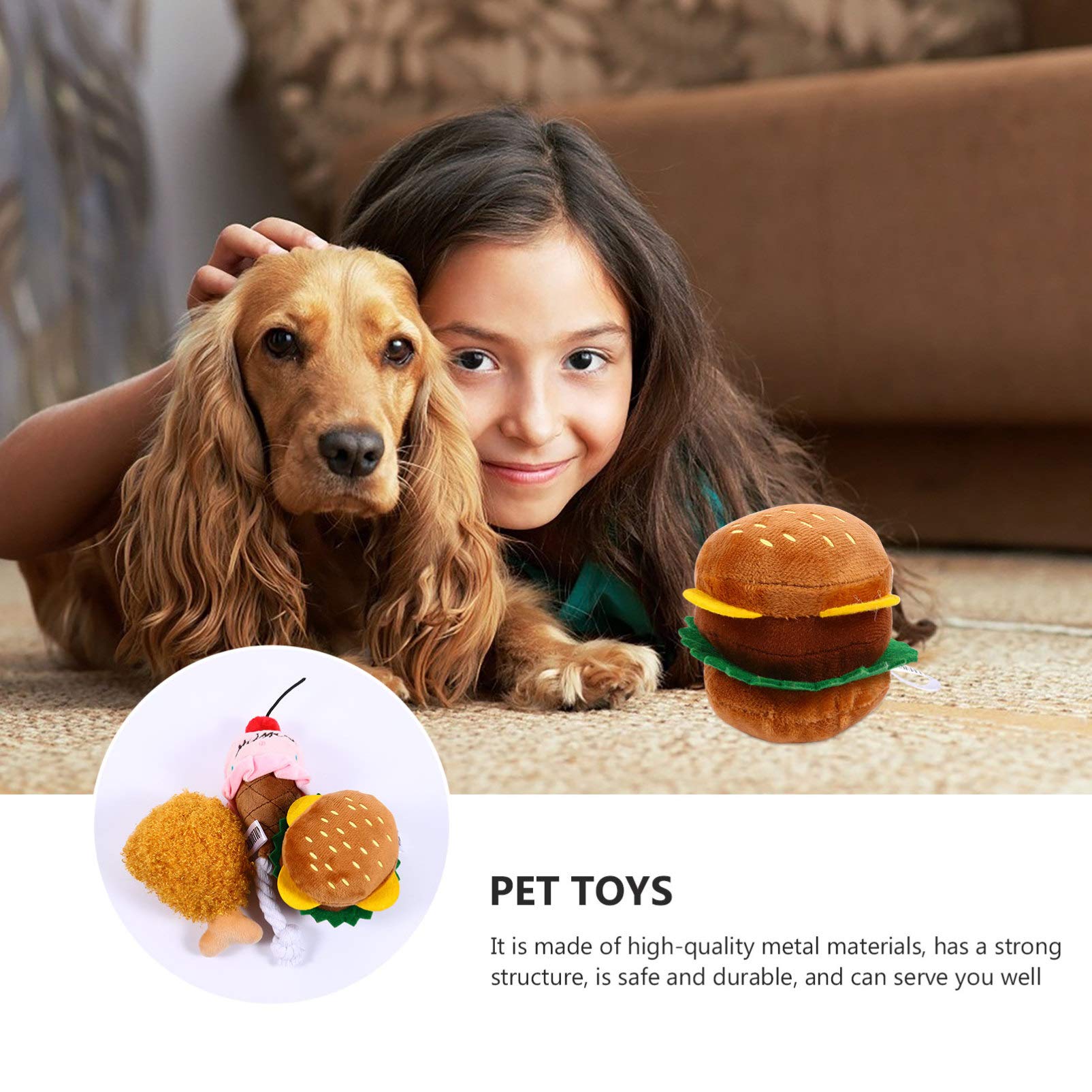 Mipcase 9stücke Teiliges Set Weichen Plüschspielzeugen Für Hunde Und Katzen Imitation Von Lebensmitteln Burger Hähnchen Eiscreme Mit Quietschfunktion Für Interaktive Spiele Und