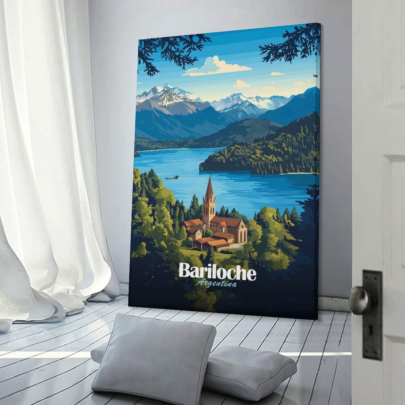 Junmoney Bariloche Argentina Travel Hanging Wall Art 16x24inch(40x60cm), for Work Areas, Reading Rooms Or Studios, Canvas Wall Decor for Creative Rooms